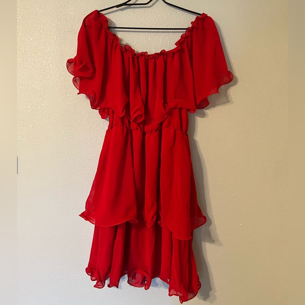 Red flowy dress